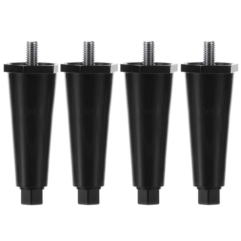 OCSParts OCS Parts 4-Pack Black Thermoplastic Appliance Legs | Adjustable Height 4-Inch Countertop Appliance Legs with 3/8-16 x 5/8"" Protruding Mounting Studs for Safe and Easy Installation (Hex Toe) - Image 1
